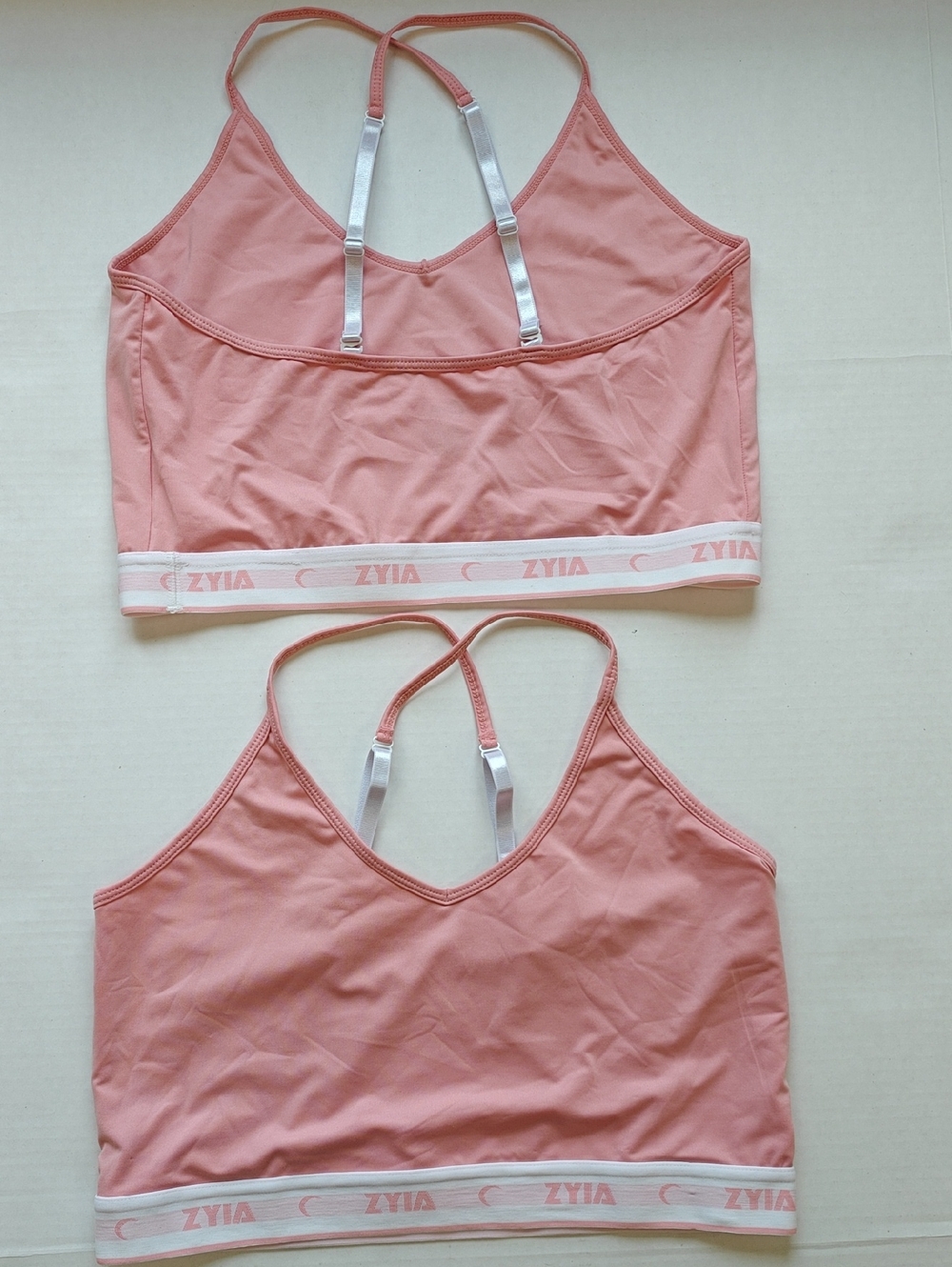 ZYIA Peach Pink Twin Sports Bralettes
